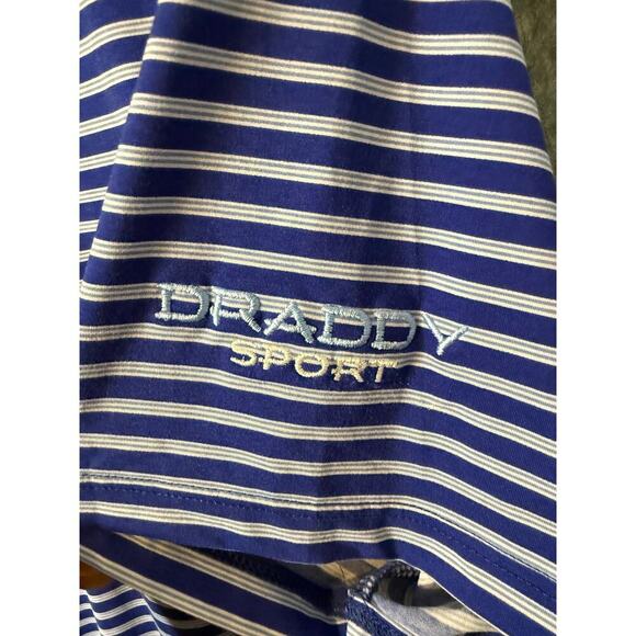 Draddy Sport Mens Blue Striped Small Golf Performance Polo MADE IN USA - Picture 3 of 8